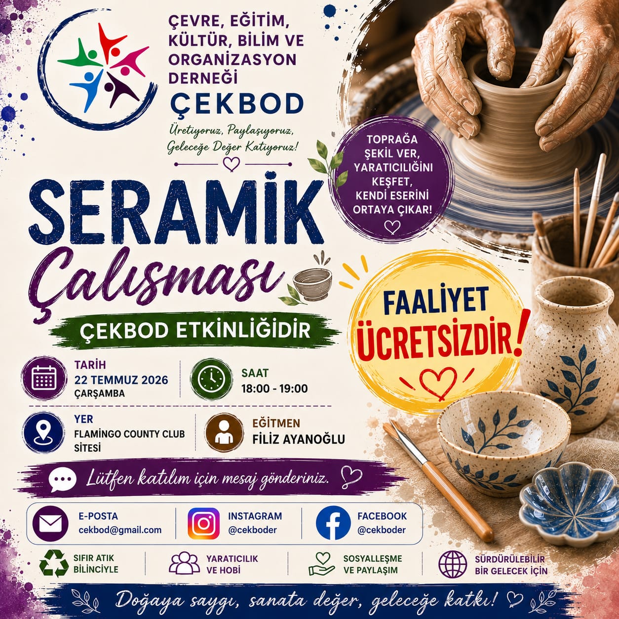 ÇEKBOD Seramik Çalışması duyurusu